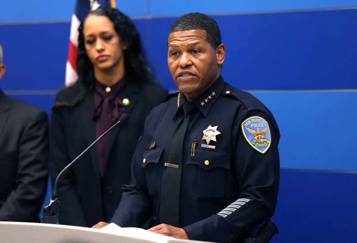 San Francisco Police Chief William Scott speaks to reporters about the attack on Paul Pelosi, in San Francisco on Oct. 28, 2022. (Justin Sullivan/Getty Images)