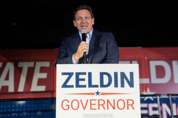 Florida Governor Ron DeSantis Campaigns In Long Island For NY Gubernatorial Candidate Lee Zeldin