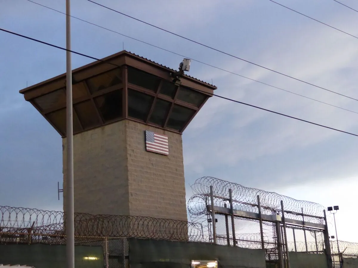 The main gate at the prison at the U.S. Guantánamo Naval Base in Guantánamo Bay, Cuba, on Oct. 16, 2018. (Sylvie Lanteaume/AFP via Getty Images)