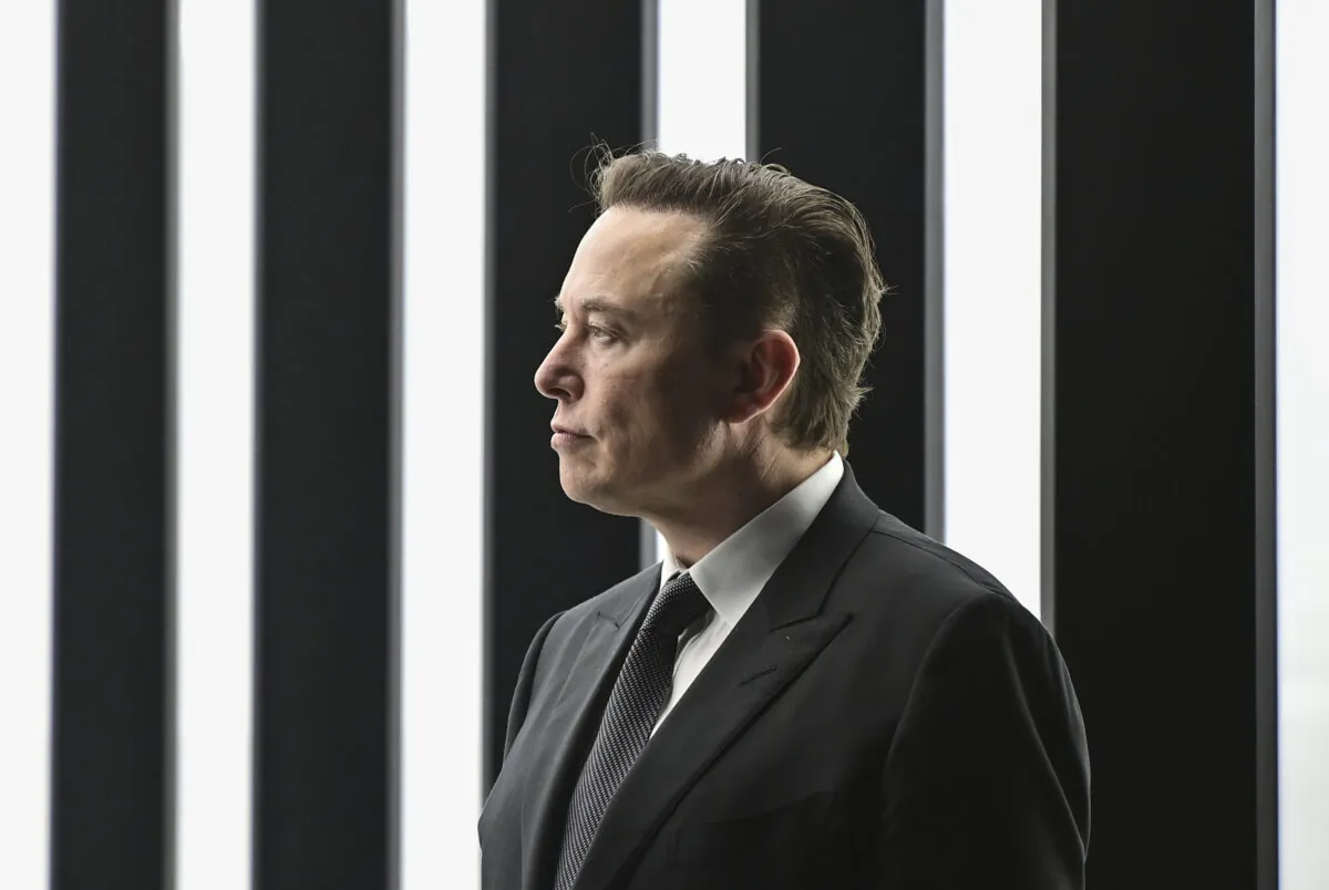 Tesla CEO Elon Musk attends the opening of the Tesla factory Berlin Brandenburg in Gruenheide, Germany, on March 22, 2022. (Patrick Pleul/Pool via AP)