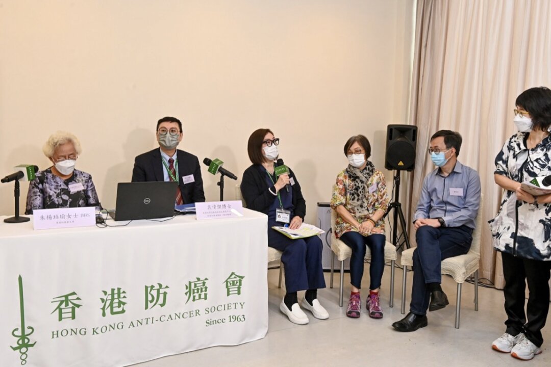 The Hong Kong Anti-Cancer Society Jockey Club Cancer Rehabilitation Centre holds a press conference of April 25, 2022. The JCCRC is a nursing home registered with the Department of Health which provides integrated Western and Chinese medical services for cancer patients. (Sung Pi-lung/The Epoch Times)