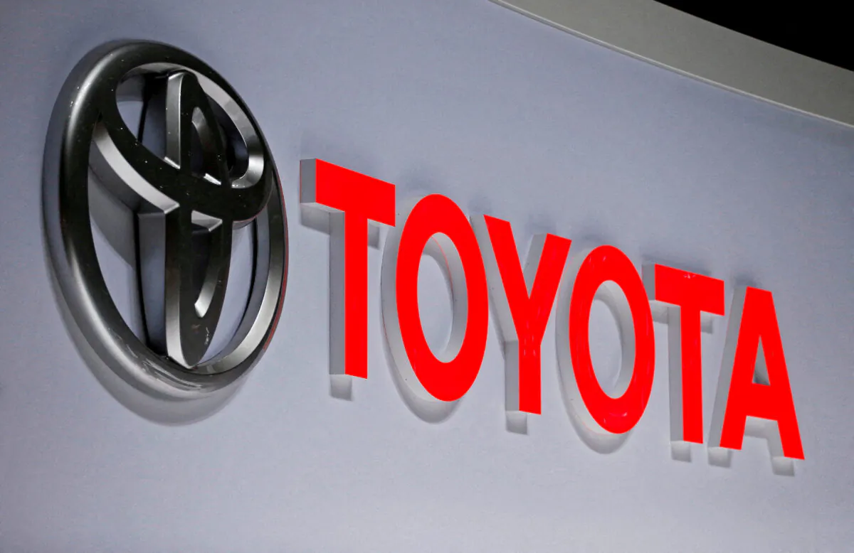 A Toyota logo at the 89th Geneva International Motor Show on March 5, 2019. (Pierre Albouy/Reuters)