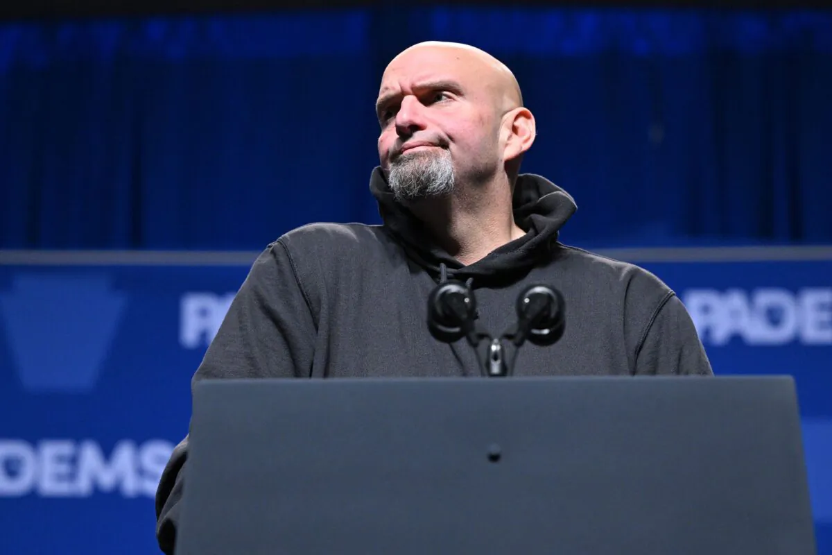 Pennsylvania Lieutenant Governor and Democratic candidate for U.S. Senator John Fetterman speaks at a reception for the Pennsylvania Democratic Party in Philadelphia on Oct. 28, 2022. (Mandel Ngan/AFP via Getty Images)