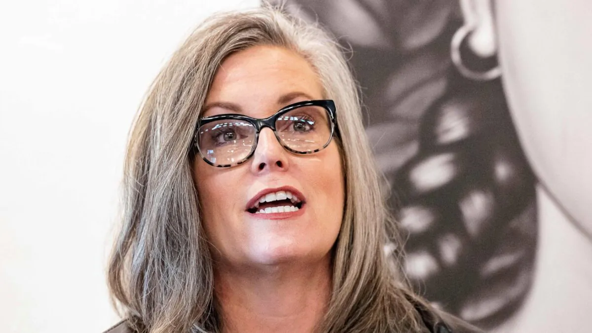 Arizona Gov. Katie Hobbs, then a candidate, attends a roundtable in Phoenix, Ariz., on Oct. 27, 2022. (Olivier Touron/AFP via Getty Images)