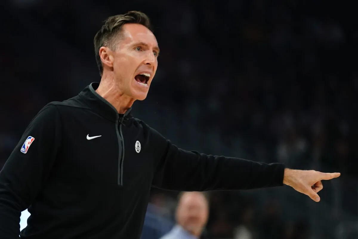 Brooklyn Nets head coach Steve Nash argues a call during the first half of an NBA basketball game in Milwaukee, Wis., on Oct. 26, 2022. (Morry Gash/AP Photo)