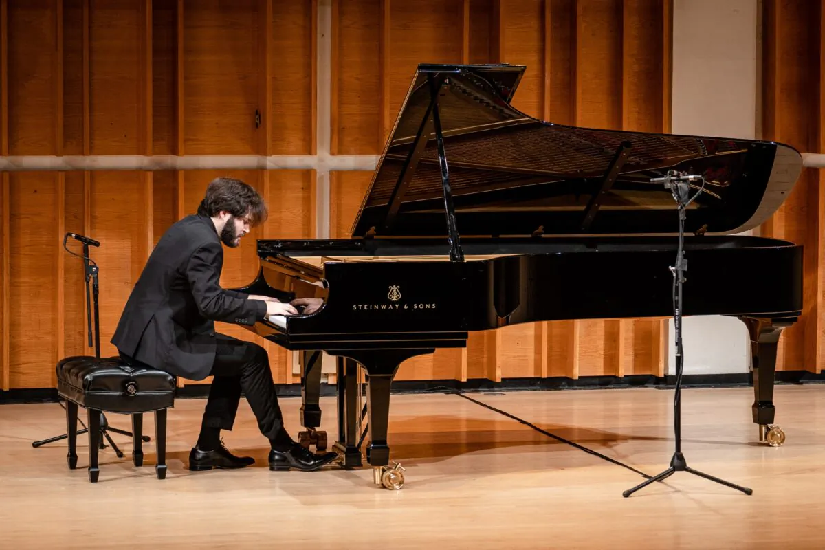 Antonii Baryshevskyi from Ukraine performs during the finals of the 6th NTD International Piano Competition at the Kaufman Music Center in New York City on Nov. 1, 2022. (Samira Bouaou/The Epoch Times)