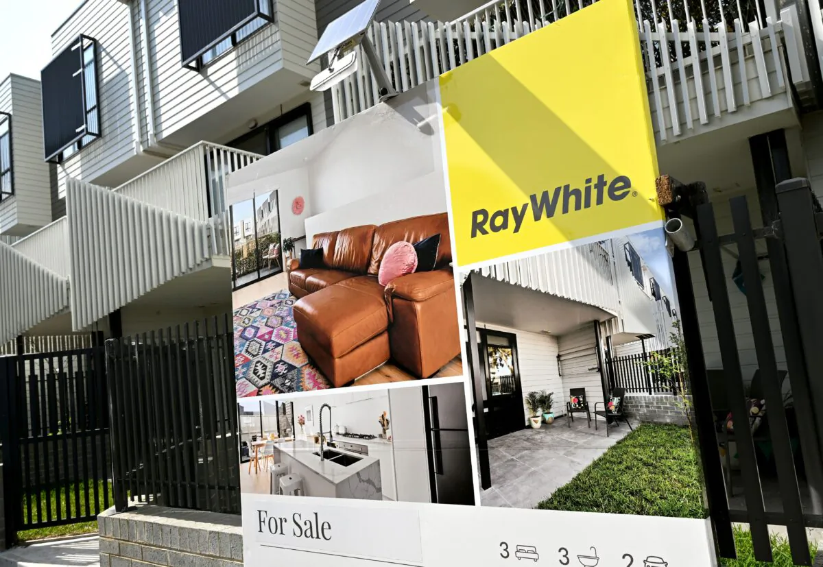 A billboard advertises a new home for sale in Melbourne, Australia, on Sept. 6, 2022. (William West/AFP via Getty Images)