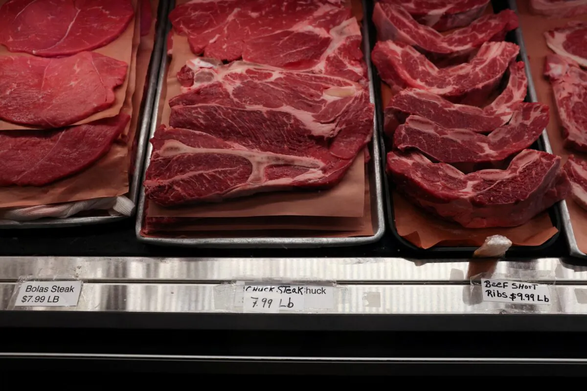 Cuts of meat for sale at a butcher shop in Manhattan, N.Y., on Aug. 8, 2022. (Andrew Kelly/Reuters)