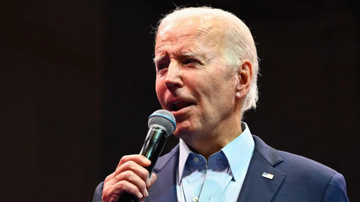 President Joe Biden speaks during a Democratic National Committee reception supporting Val Demings, Democratic Senatorial candidate for Florida, and Charlie Crist, Democratic Gubernatorial candidate for Florida, at Florida Memorial University in Miami Gardens, Fla., on Nov. 1, 2022. (Jim Watson/AFP via Getty Images)