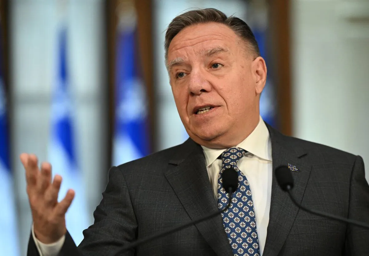 Quebec Premier François Legault speaks at a news conference prior to his government's first cabinet meeting since his party was re-elected, Oct. 26, 2022, at the legislature in Quebec City. (The Canadian Press/Jacques Boissinot)
