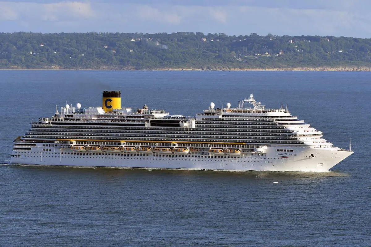 Italian Cruise liner Costa Diadema, leaving the harbour entrance channel of Le Havre, western France, on May 24, 2022. (Jean-Francois Monier/AFP via Getty Images)
