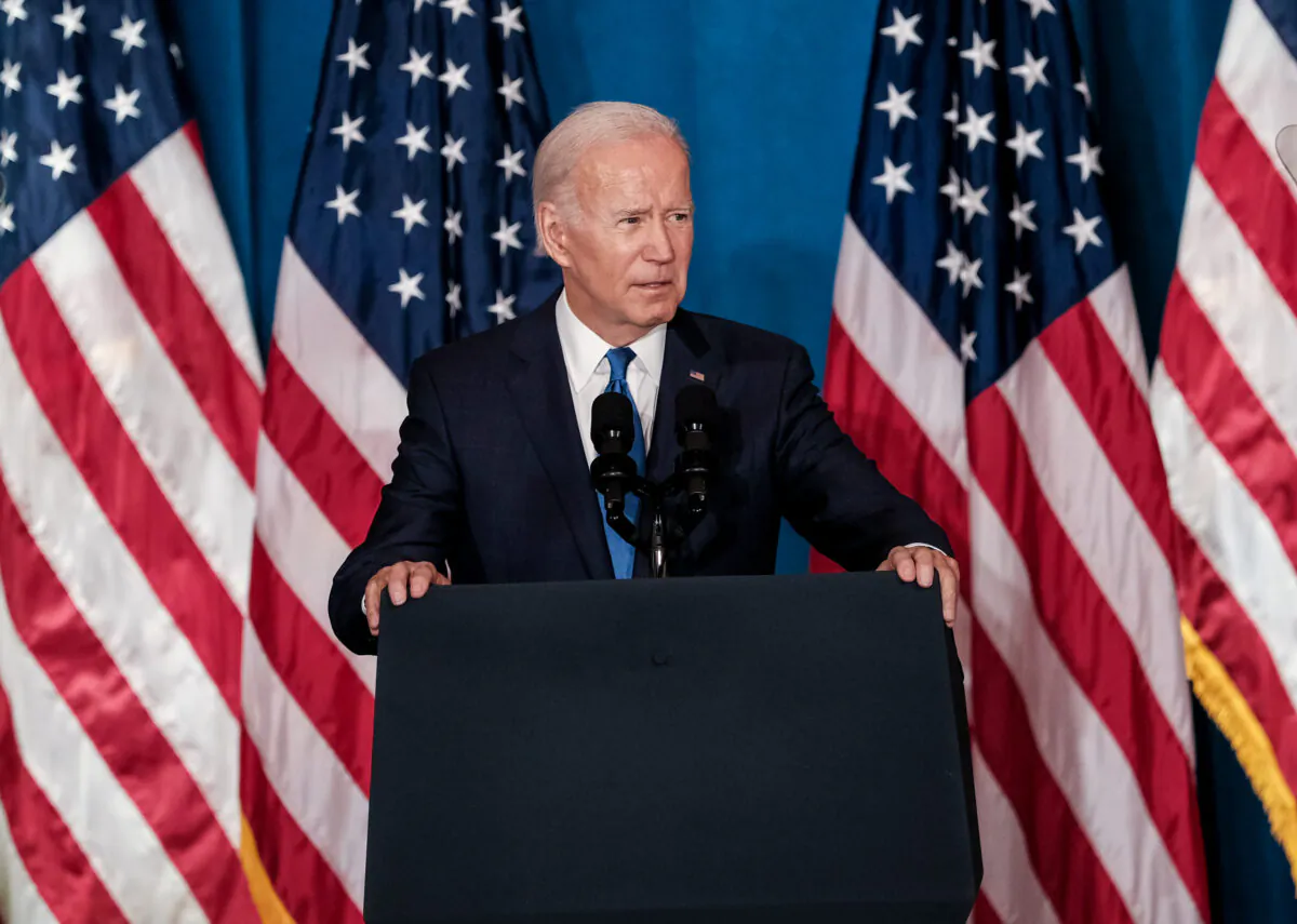 President Joe Biden delivers remarks on protecting democracy, at Union Station in Washington on Nov. 2, 2022. (Michael A. McCoy/Getty Images)