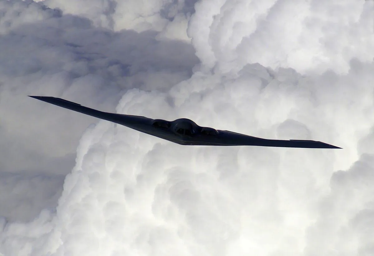 A B-2 Bomber prepares to refuel in-flight on Oct. 5, 2000. (R.D. Scott H. Spitzer/U.S. Air Force/Getty Images)