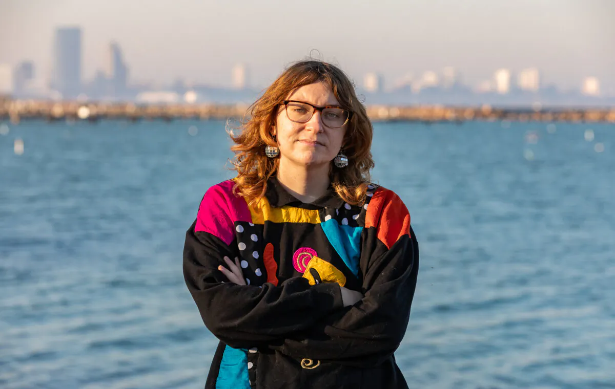 Artist Laura Becker at a park near her home outside of Milwaukee, Wis., on Nov. 2, 2022. (John Fredricks/The Epoch Times)