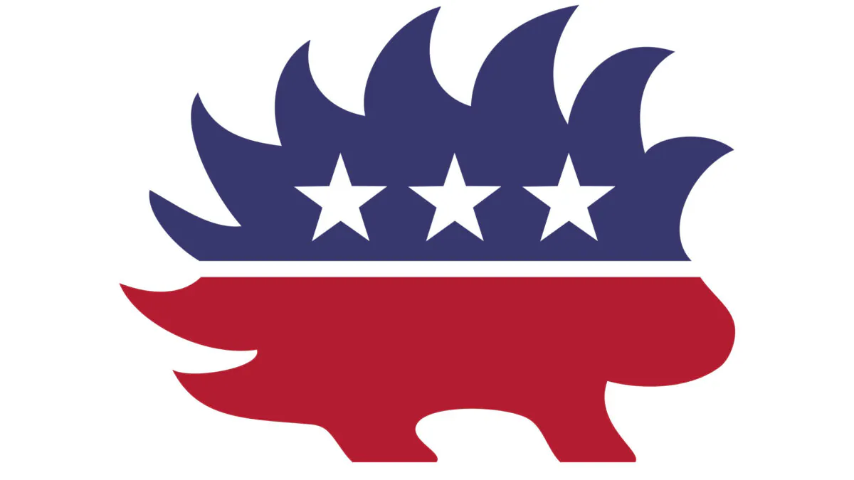 The Statue of Liberty is the official symbol of the Libertarian Party, but the porcupine is used to represent libertarianism because it is a defensive animal that doesn't harm anyone who leaves it alone. The libertarian porcupine was originally designed by Kevin Breen in 2005-2006. (Public Domain)