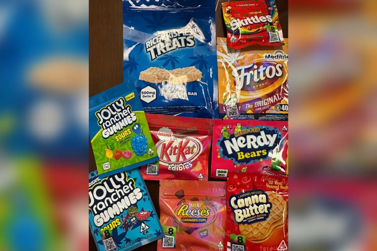 THC-infused candy and snack foods with counterfeit brand marketing were confiscated at gas stations, convenience stores, and vape shops in N.C., officials said on Nov. 3, 2022. (Courtesy of the N.C. Secretary of State's Office)