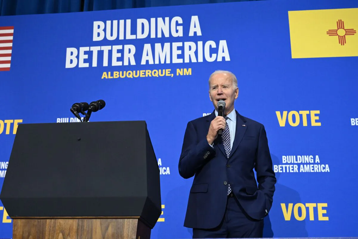 President Joe Biden speaks at a rally hosted by the Democratic Party of New Mexico at Ted M. Gallegos Community Center in Albuquerque, New Mexico, on Nov. 3, 2022. (Saul Loeb/AFP via Getty Images)