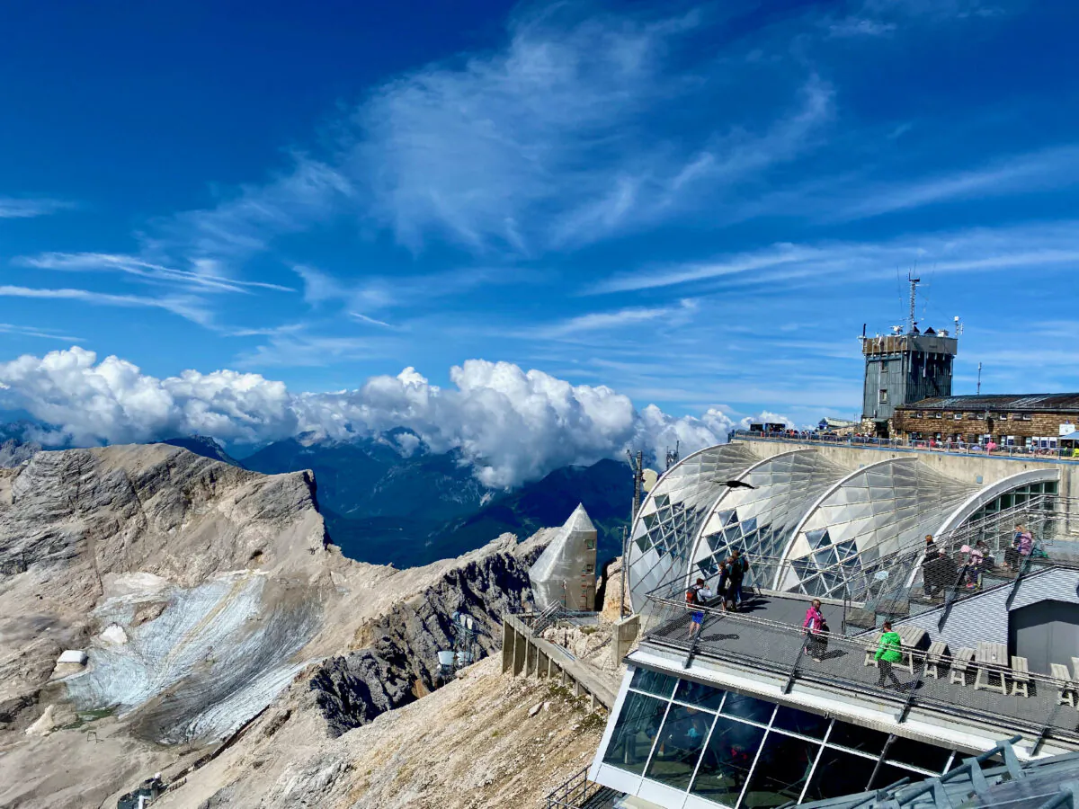 The observation deck at the Zugspitze cable car terminus in Garmisch-Partenkirchen, Germany, provides spectacular views of the surrounding scenery. (Courtesy of Margot Black.)