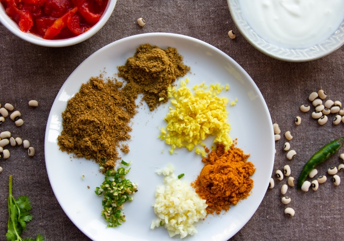 spices for Black-Eyed Pea Curry with Yogurt Masala