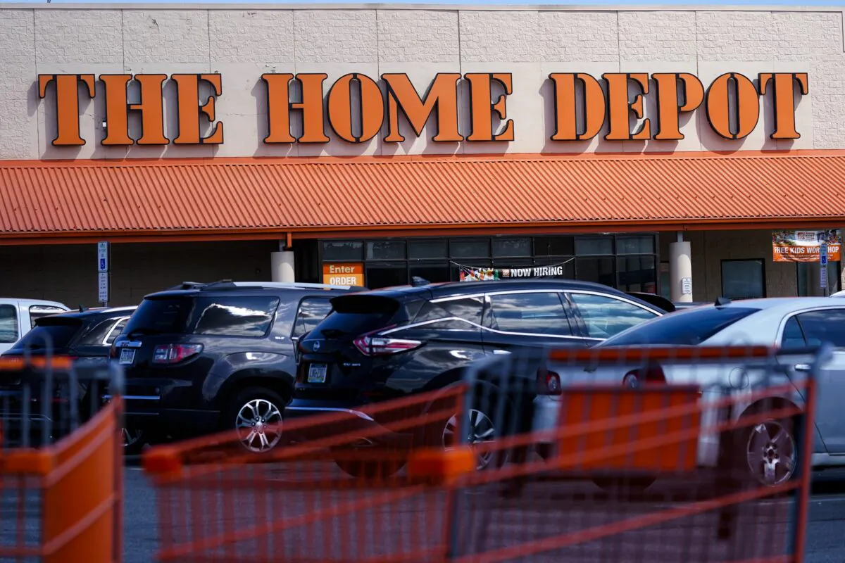 Shopping carts outside a Home Depot in Philadelphia on Sept. 21, 2022. (Matt Rourke/AP Photo)