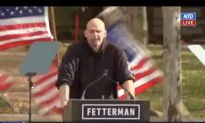 US Flags Fall as Fetterman Kicks Off Campaign Speech