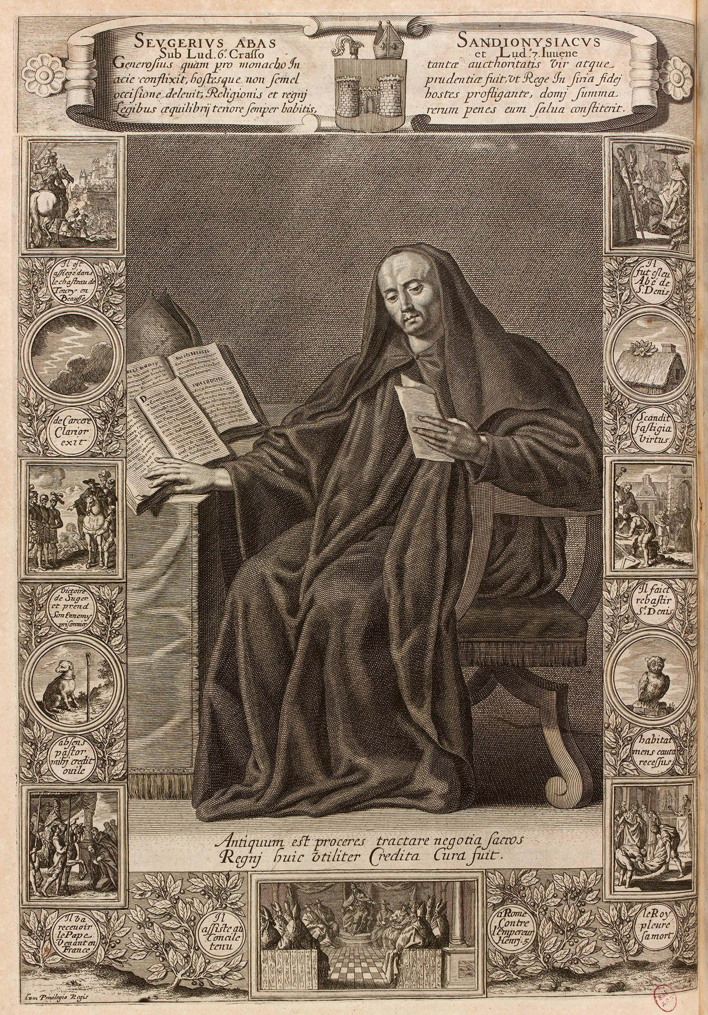 Engraving of Abbot Suger by Zacharie Heinse and Francois Bignon, 1690.