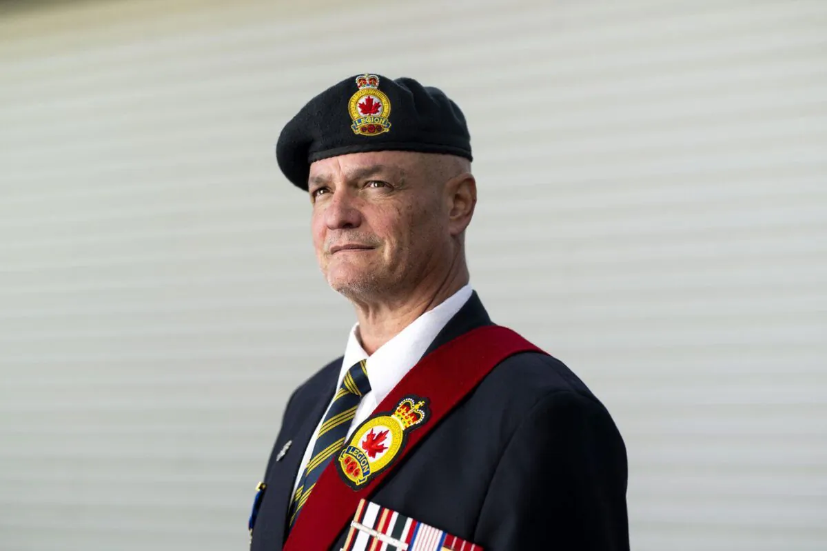 Chief Petty Officer First Class (retired) Jake McDavid stands in Ottawa, on Nov. 4, 2022. (The Canadian Press/Justin Tang)