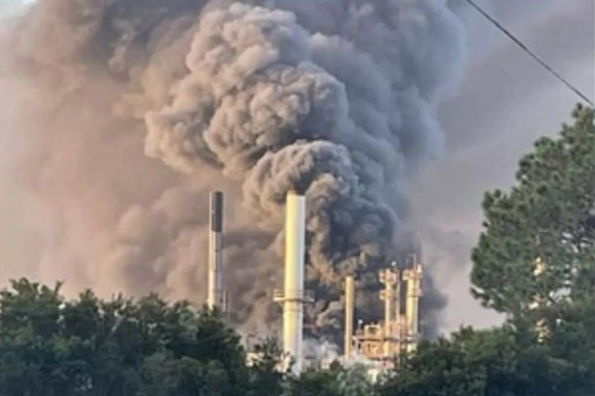 The Symrise Chemical Plant on Colonel's Island,  Georgia, erupted into flames on Nov. 7, 2022. (Glynn County Sheriff’s Office)