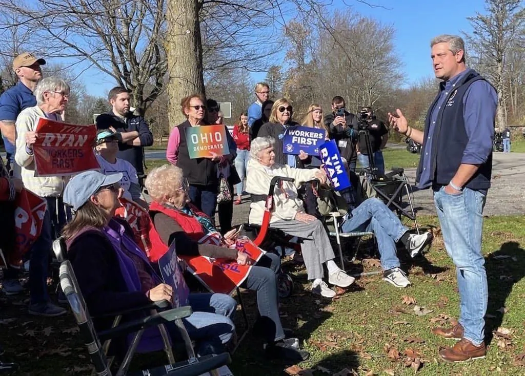 Ohio Democratic U.S. Senate candidate Tim Ryan talks to supporters during a campaign stop in early November. (Courtesy of Tim Ryan For Ohio)