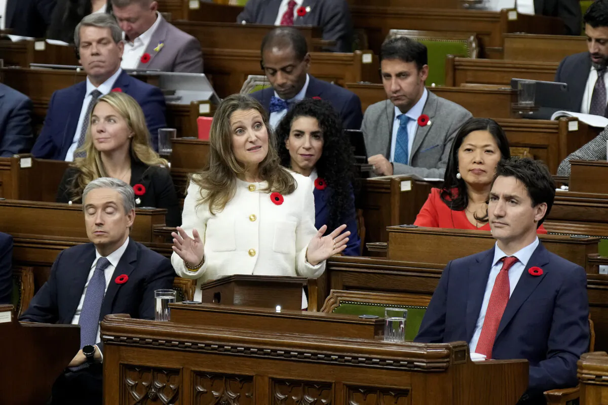 Finance Minister Chrystia Freeland delivers the fall economic statement in the House of Commons in Ottawa on Nov. 3, 2022. (The Canadian Press/Adrian Wyld)