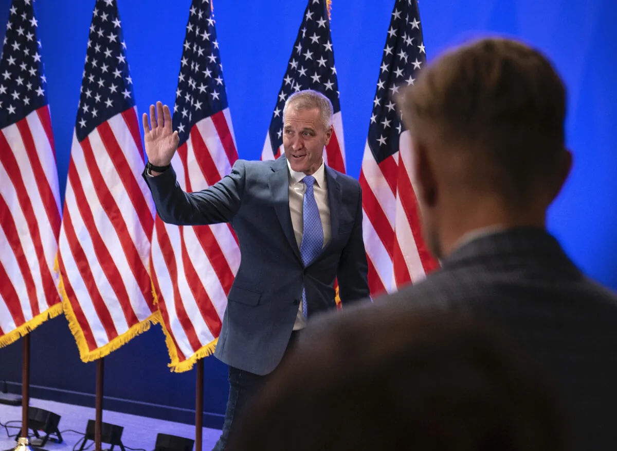 Rep. Sean Patrick Maloney (D-N.Y.), leader of the Democratic Congressional Campaign Committee, departs following a news conference announcing his concession to opponent Mike Lawler on Nov. 9, 2022. (Sarah Silbiger/Getty Images)