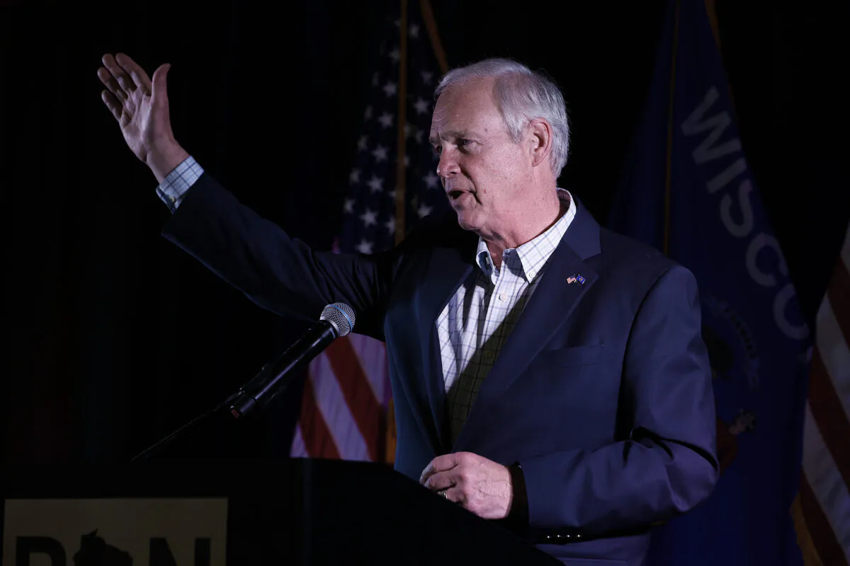 Sen. Ron Johnson (R-Wis.) speaks to his supporters during an election night party at the Best Western Premier Bridgewood Resort in Neenah, Wisconsin, on Nov. 08, 2022. (Chip Somodevilla/Getty Images)