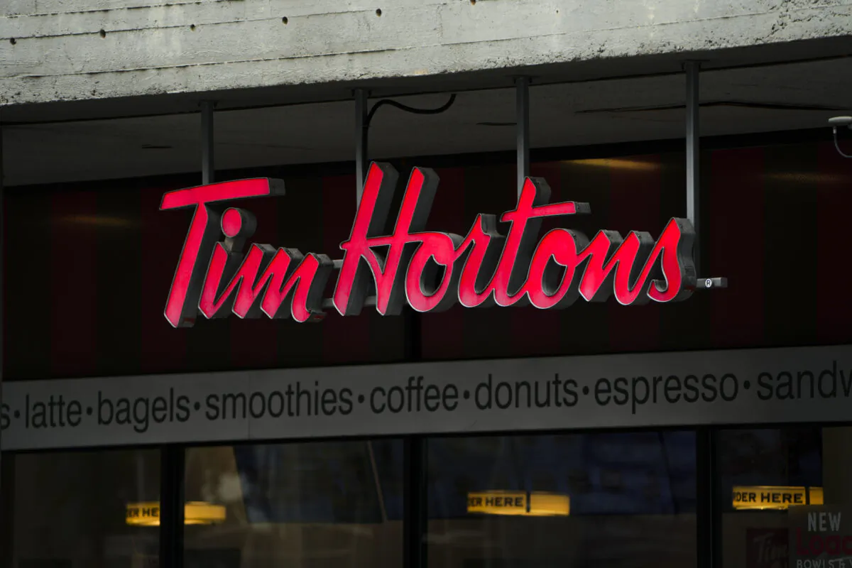 Tim Hortons signage is pictured in Ottawa on Sept. 7, 2022. (The Canadian Press/Sean Kilpatrick)