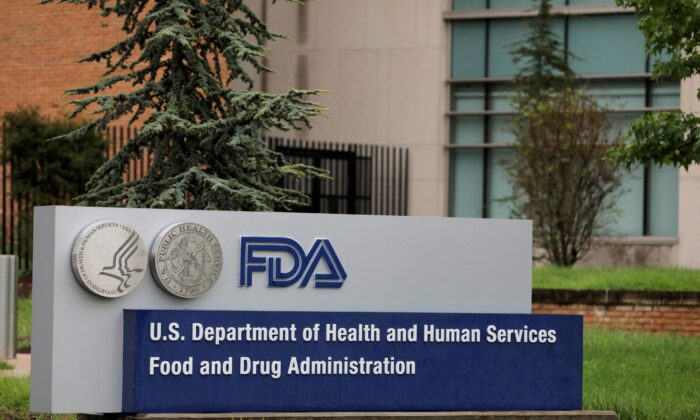 Signage outside of the Food and Drug Administration (FDA) headquarters in White Oak, Md., on Aug. 29, 2020. (Andrew Kelly/Reuters)