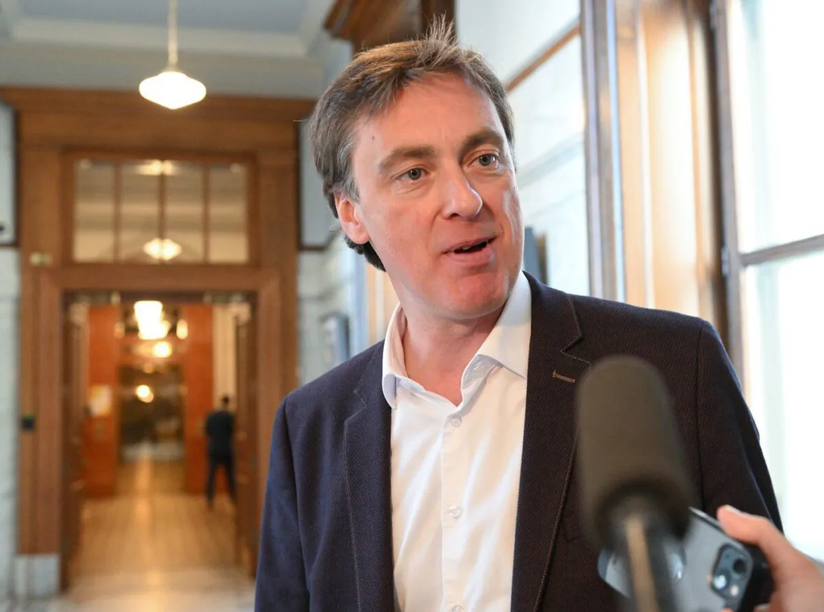 Quebec Liberal House Leader Marc Tanguay responds to reporters questions after meeting with the government and Party leaders, at the Legislature in Quebec City, Nov. 2, 2022. (The Canadian Press/Jacques Boissinot)
