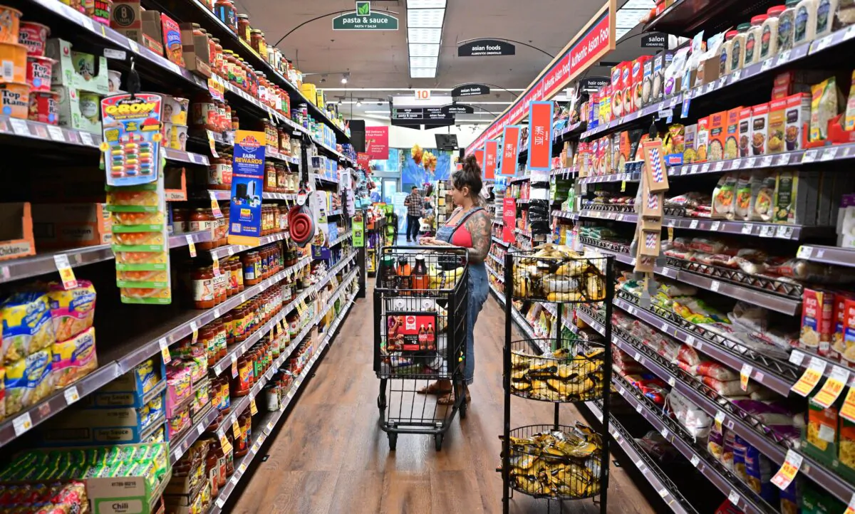 A woman shops for groceries at a supermarket in Monterey Park, Calif., on Oct. 19, 2022. (Frederic J. Brown/AFP via Getty Images)