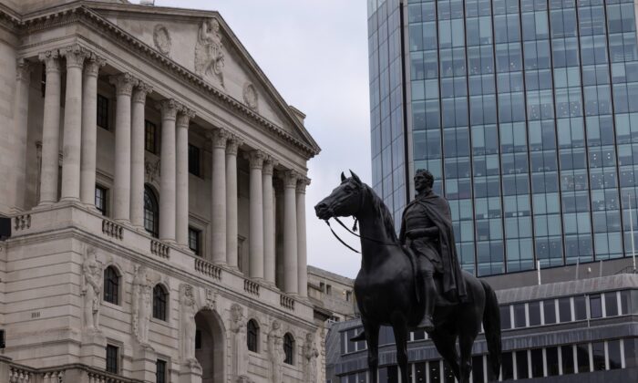 2022 年 11 月 11 日在伦敦的英格兰银行全景图。（Dan Kitwood/Getty Images）