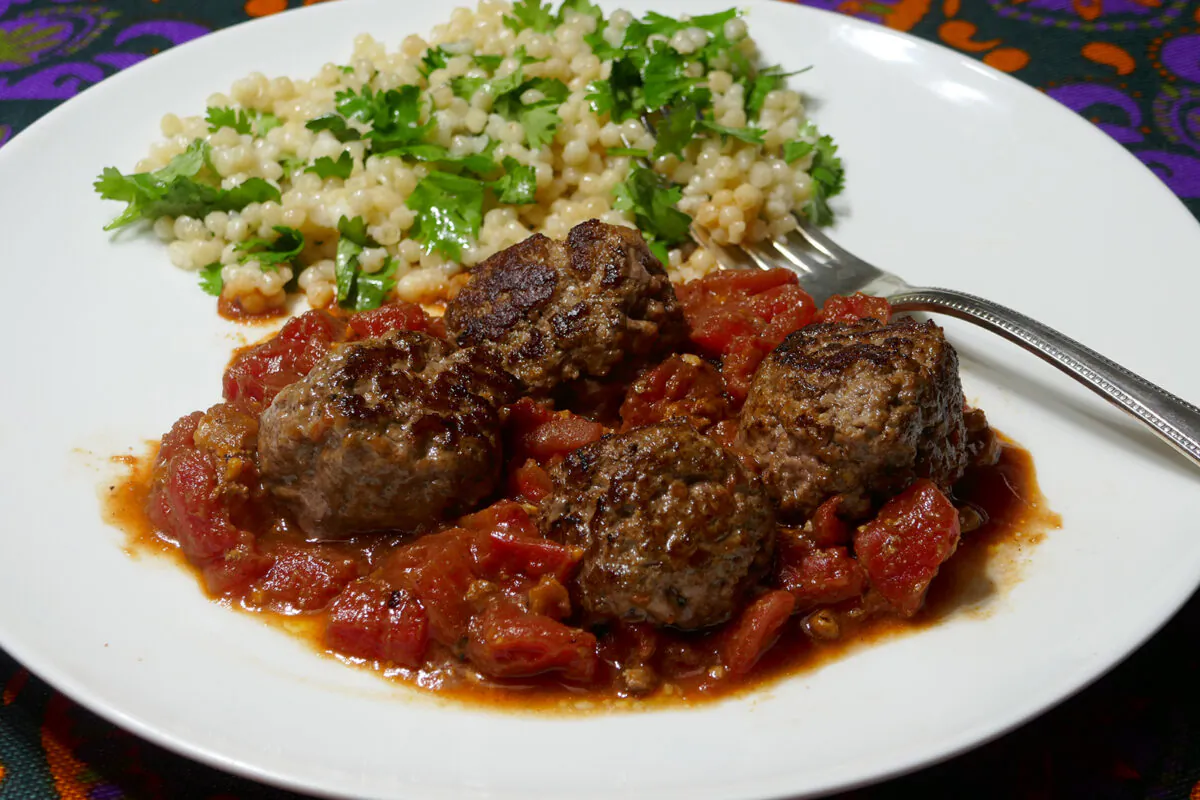Moroccan Meatballs with Cilantro Couscous. (Linda Gassenheimer/TNS)