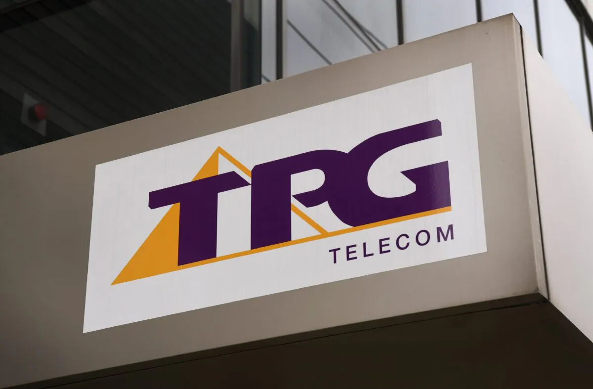 A TPG Telecom sign adorns the side of their headquarters in Melbourne, Australia on Aug. 30, 2018. (William West/AFP via Getty Images)