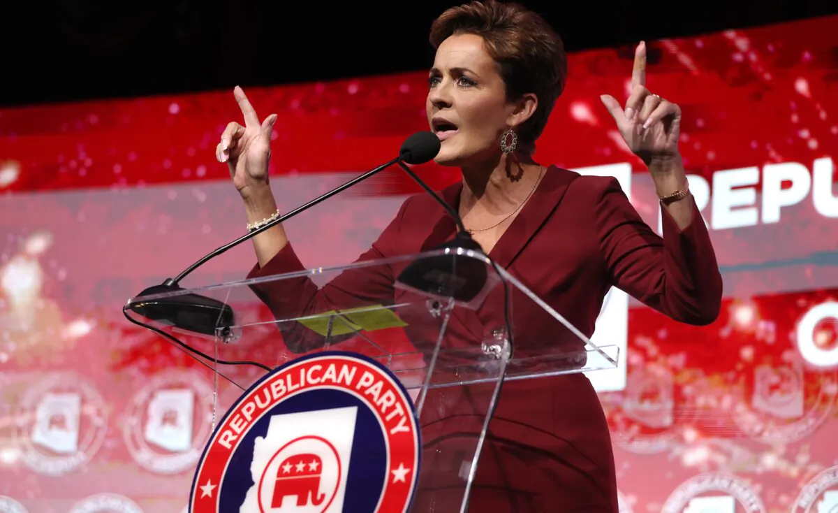Arizona Republican gubernatorial nominee Kari Lake during her election night event at The Scottsdale Resort at McCormick Ranch in Scottsdale, Ariz., on Nov. 8, 2022. (Justin Sullivan/Getty Images)