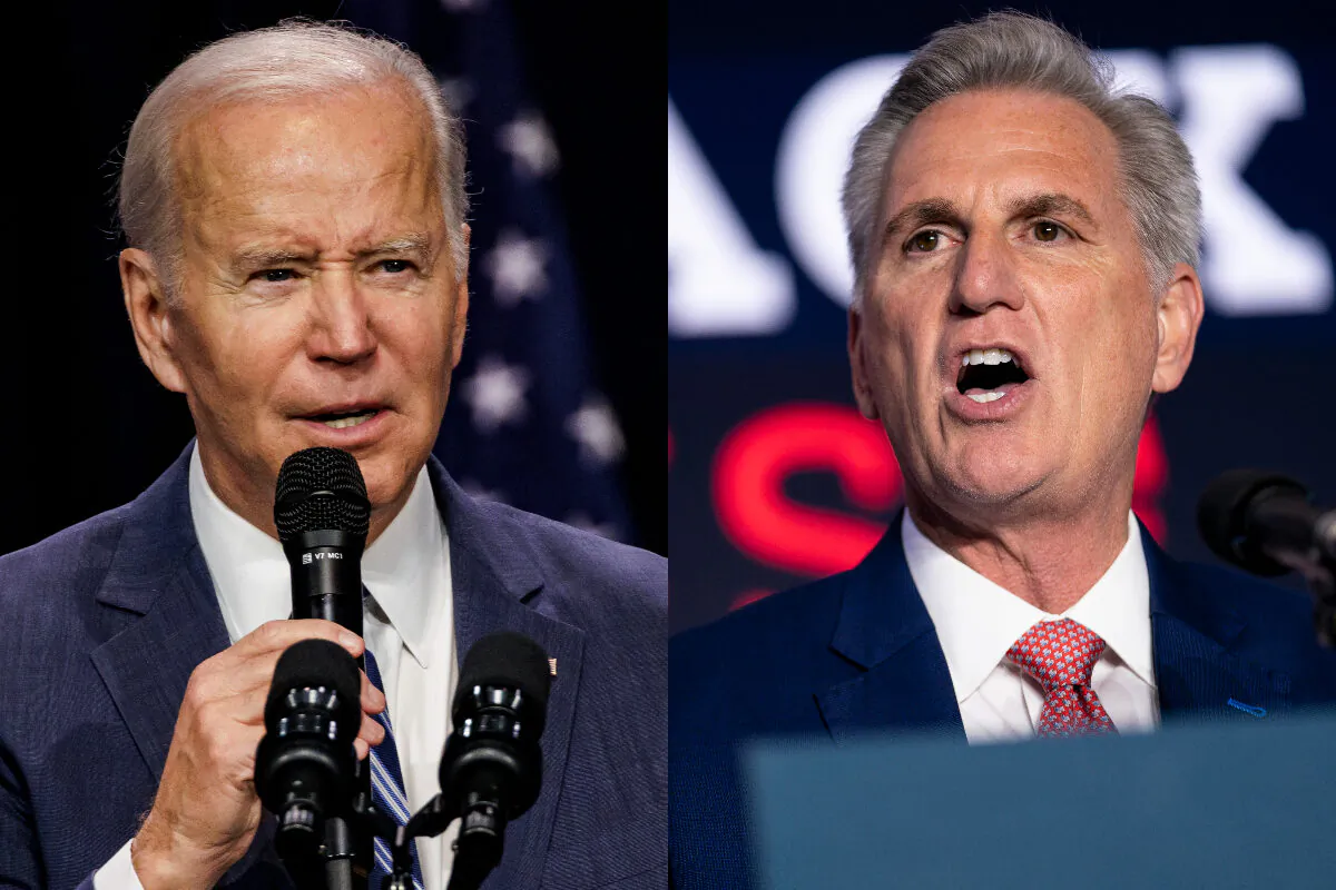 President Joe Biden, left, and House Minority Leader Kevin McCarthy (R-Calif.) in file images. (Getty Images)