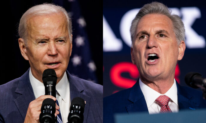 President Joe Biden, left, and now House Majority Leader Kevin McCarthy (R-Calif.) in file images. (Getty Images)