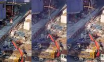 Construction Worker Hoisted Into the Air by Tower Crane, Then Fell as He Was Being Lowered