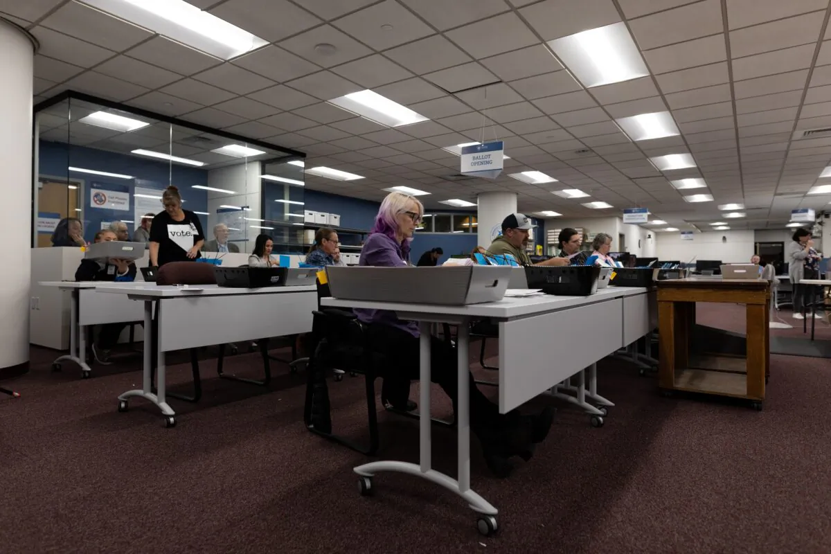Election officials sort mail-in ballots at the Washoe County Registrar of Voters Office in Reno, Nev., on Nov. 8, 2022. (Trevor Bexon/Getty Images)
