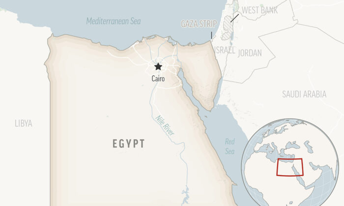 埃及及其首都开罗的定位图。  （美联社照片）