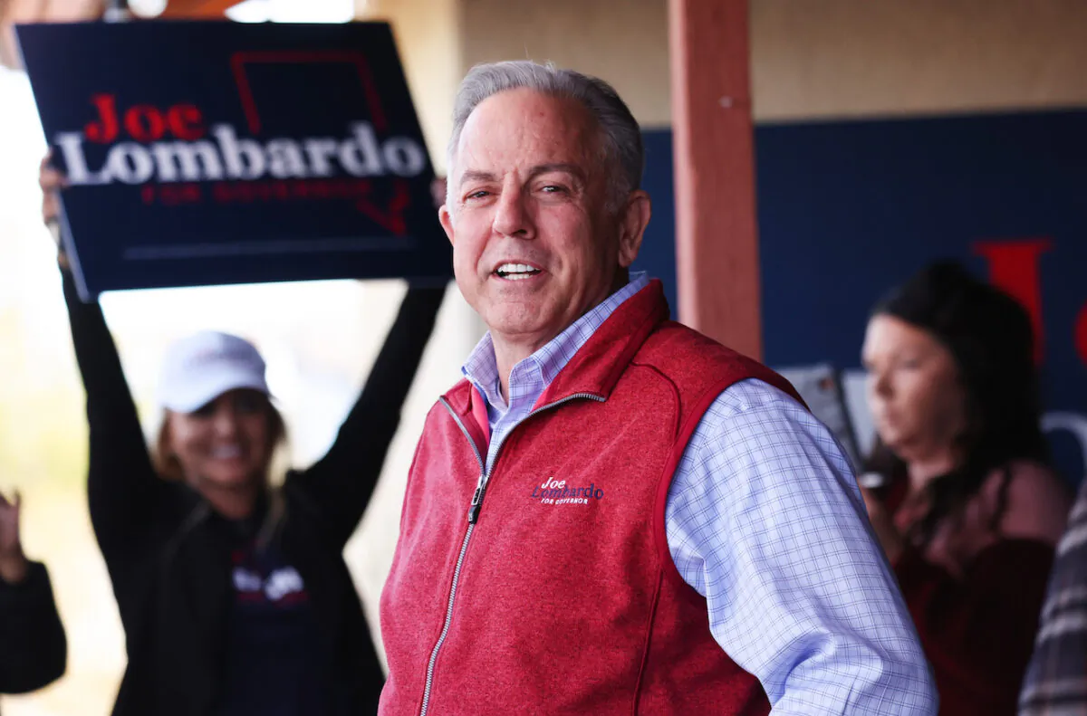 Nevada Republican gubernatorial candidate Joe Lombardo waits to speak to supporters in Pahrump, Nev., on Nov. 5, 2022. (Mario Tama/Getty Images)