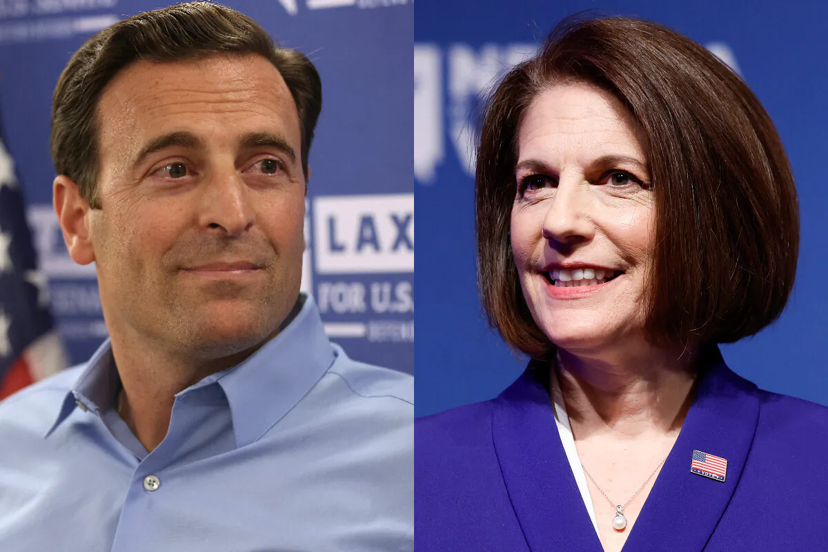 Former Nevada Attorney General Adam Laxalt, left, and Sen. Catherine Cortez Masto (D-Nev.) in file photographs. (Getty Images)
