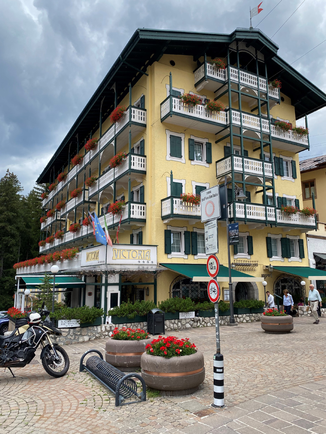 The Park Hotel Victoria in Cortina d’Ampezzo, Belluno, Italy, displays the characteristic charm of European villages.