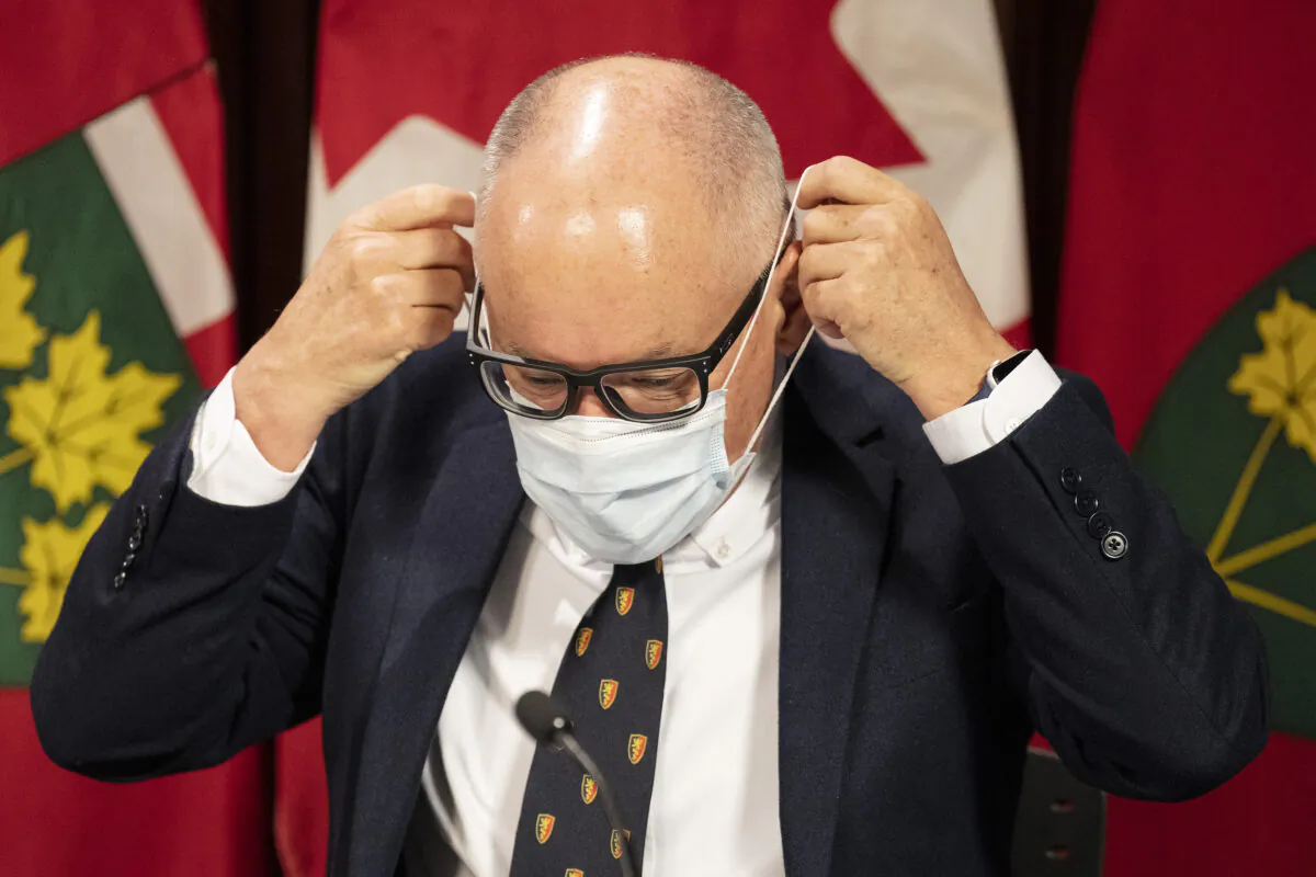 Ontario’s Chief Medical Officer Dr. Kieran Moore attends a press briefing at the Queens Park Legislature, in Toronto, on Nov. 14, 2022. (Chris Young/The Canadian Press)