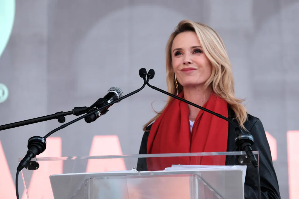 First Lady of California Jennifer Siebel Newsom speaks at the 4th Annual Women’s March LA: Women Rising at Pershing Square in Los Angeles on Jan. 18, 2020. (Sarah Morris/Getty Images)